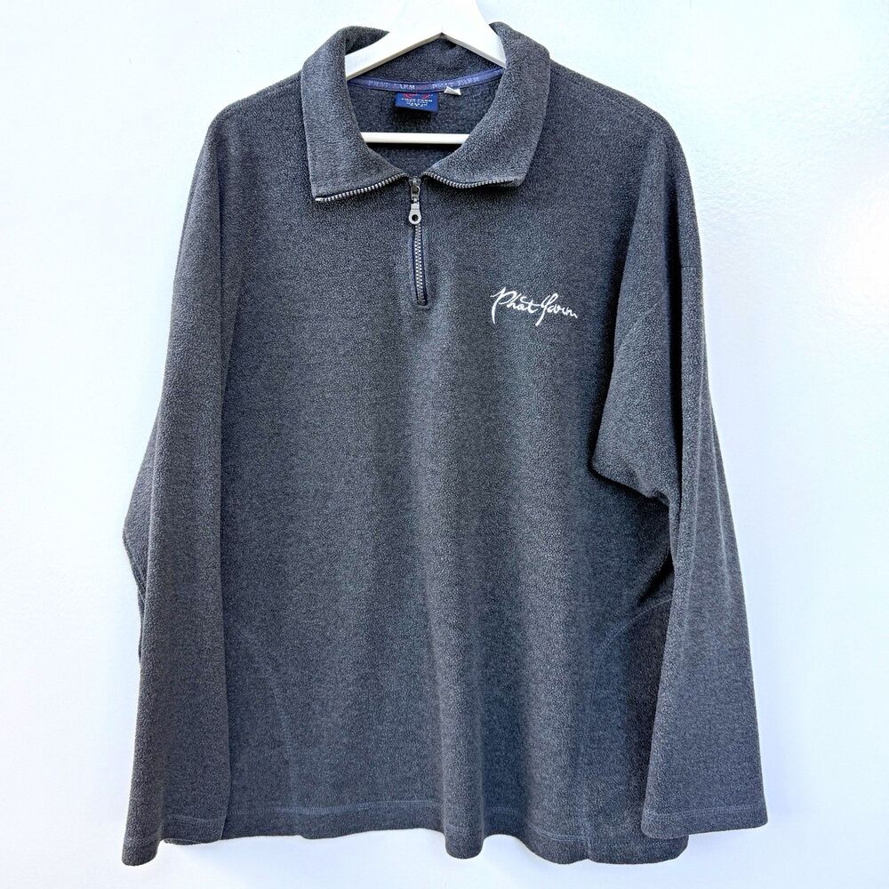 Vintage Phat Farm Y2K Men 1/4 Zip Size XL Gray Stand Collar Urban Streetwear